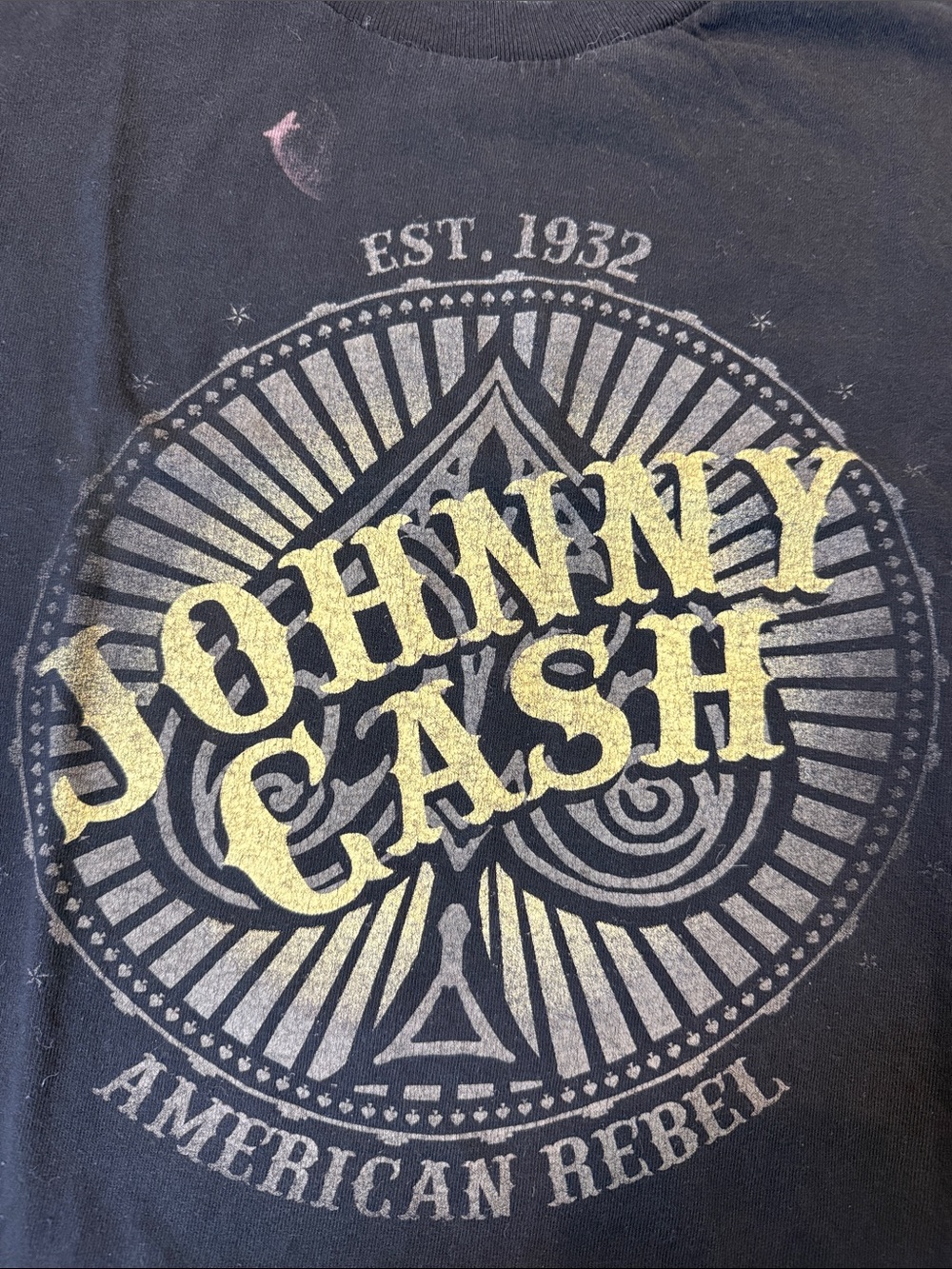 Johnny Cash American Rebel Graphic Tee - Black with Gold Print